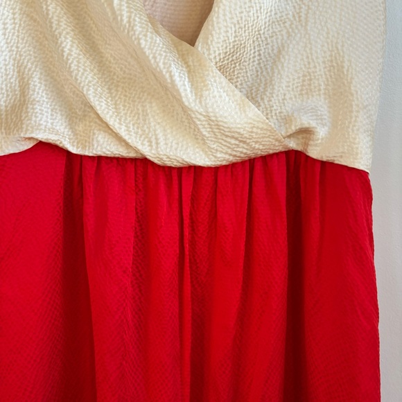 Tory Burch Darya Colorblock Dress Silk Champagne & Red Size 4 - Picture 6 of 15